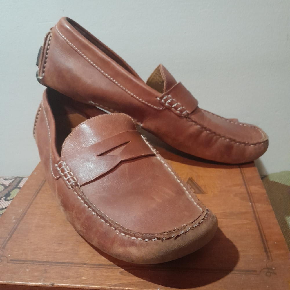 Cole Haan brown leather slip-on penny loafers, size 10
